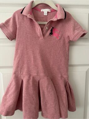 Burberry Pink Polo Dress with Black Trim and Embroidered Logo